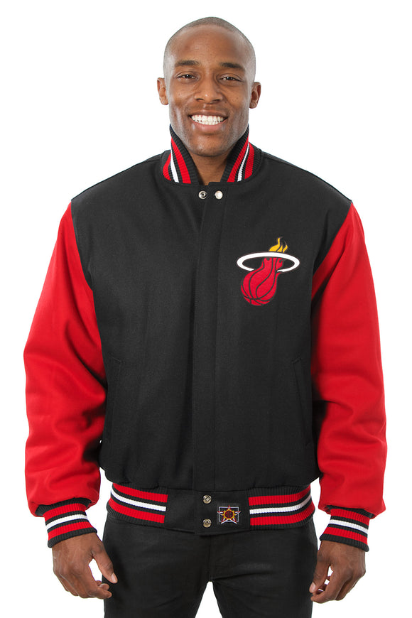Miami Heat Embroidered Handmade Wool Jacket - Black/Red - J.H. Sports Jackets