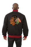 Chicago Blackhawks JH Design Wool Handmade Full-Snap Jacket - Black - J.H. Sports Jackets