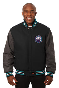 Charlotte Hornets Embroidered Handmade Wool Jacket - Black/Grey - J.H. Sports Jackets