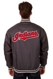 Cleveland Indians Poly Twill Varsity Jacket - Black - J.H. Sports Jackets