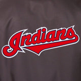Cleveland Indians Poly Twill Varsity Jacket - Black - J.H. Sports Jackets