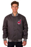 Cleveland Indians Poly Twill Varsity Jacket - Black - J.H. Sports Jackets