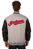 Cleveland Indians Poly Twill Varsity Jacket - Gray/Black - J.H. Sports Jackets