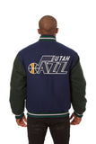 Utah Jazz Embroidered Handmade Wool Jacket - Navy/Green - J.H. Sports Jackets