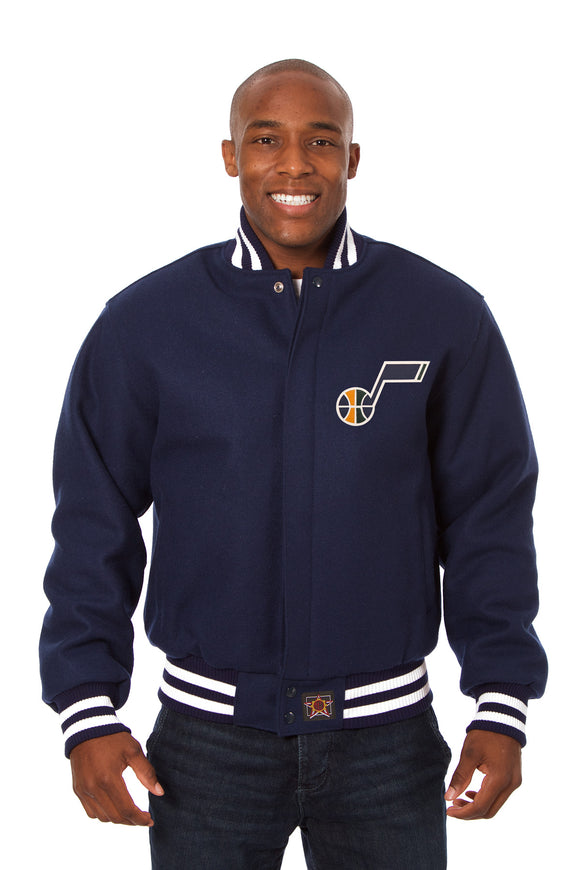 Utah Jazz Embroidered Handmade Wool Jacket - Navy - J.H. Sports Jackets