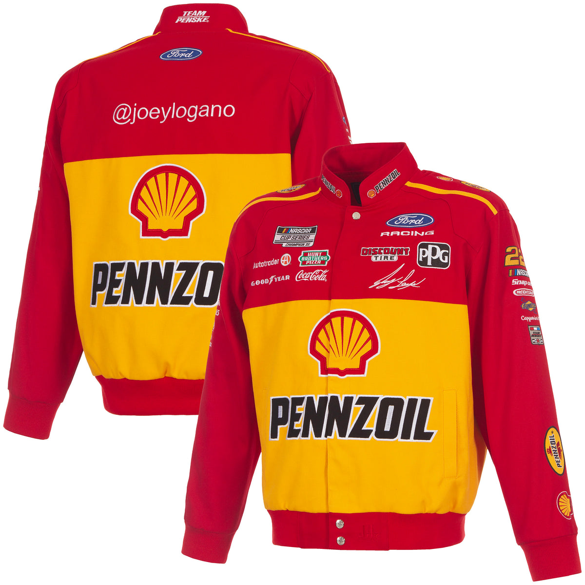 Joey Logano JH Design 2026 Pennzoil Full-Snap Twill Racing Jacket – Re