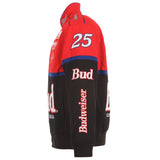 2024 Ken Schrader JH Design NASCAR Bud Black-Red Uniform Full-Snap Jacket - J.H. Sports Jackets