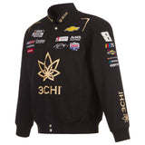 Nascar Kyle Busch JH Design 3Chi Cotton Twill Uniform Full Snap Jacket-Black - J.H. Sports Jackets