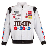 Authentic  Kyle Busch M&Ms Full-Snap Twill Uniform Jacket - White JH Design - J.H. Sports Jackets