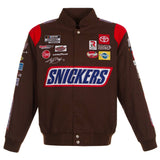 Authentic  Kyle Busch Brown Snickers Full-Snap Twill Uniform Jacket JH Design - J.H. Sports Jackets