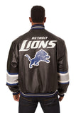 Detroit Lions JH Design All Leather Jacket - Black/Blue - J.H. Sports Jackets