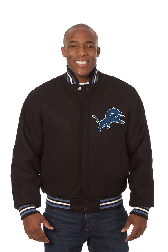 Detroit Lions JH Design Wool Handmade Full-Snap Jacket - Black - J.H. Sports Jackets