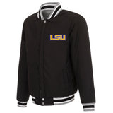 LSU Tigers Two-Tone Reversible Fleece Jacket - Gray/Black - J.H. Sports Jackets