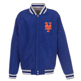New York Mets JH Design - Two-Tone Reversible Fleece Jacket - Gray/Royal - J.H. Sports Jackets