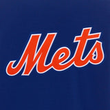 New York Mets - JH Design Reversible Fleece Jacket with Faux Leather Sleeves - Royal/White - J.H. Sports Jackets