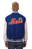 New York Mets Two-Tone Wool and Leather Jacket - Royal - J.H. Sports Jackets