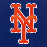 New York Mets - JH Design Reversible Fleece Jacket with Faux Leather Sleeves - Royal/White - J.H. Sports Jackets