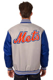 New York Mets Poly Twill Varsity Jacket - Gray/Royal - J.H. Sports Jackets