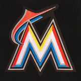 Miami Marlins Reversible Wool Jacket JH Design Embroidered Logos - Black - J.H. Sports Jackets