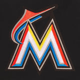 Miami Marlins Reversible Wool Jacket JH Design Embroidered Logos - Black - J.H. Sports Jackets