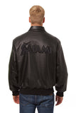 Miami Marlins Full Leather Jacket - Black/Black - J.H. Sports Jackets