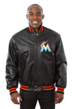 Miami Marlins Full Leather Jacket - Black - J.H. Sports Jackets