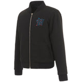 Miami Marlins JH Design Reversible Women Fleece Jacket - Black - J.H. Sports Jackets