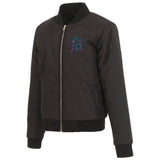 Miami Marlins JH Design Reversible Women Fleece Jacket - Black - J.H. Sports Jackets