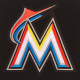 Miami Marlins - JH Design Reversible Fleece Jacket with Faux Leather Sleeves - Black/White - J.H. Sports Jackets