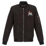 Miami Marlins JH Design Lightweight Nylon Bomber Jacket – Black - J.H. Sports Jackets