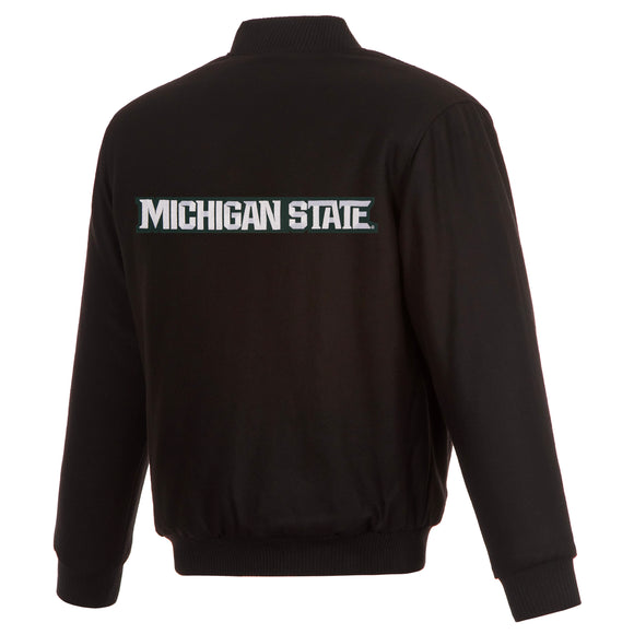 Michigan State Spartans Reversible Wool Jacket - Black - J.H. Sports Jackets
