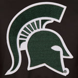 Michigan State Spartans Poly Twill Varsity Jacket - Black - J.H. Sports Jackets