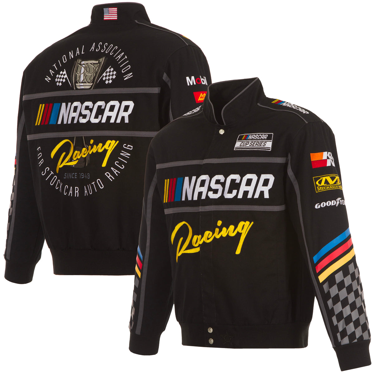 Nascar JH Design Black Uniform Full-Snap Jacket | J.H. Sports Jackets