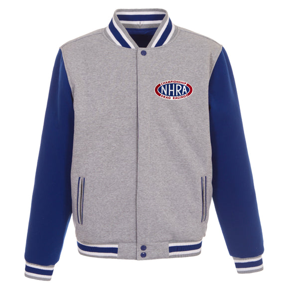 NHRA JH Design Two-Tone Reversible Fleece Jacket - Gray/Royal - J.H. Sports Jackets