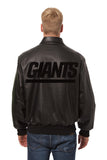 New York Giants JH Design Tonal All Leather Jacket - Black/Black - J.H. Sports Jackets