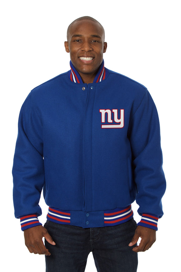 New York Giants JH Design Wool Handmade Full-Snap Jacket - Royal - J.H. Sports Jackets
