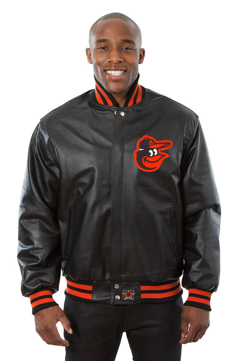 tenriロゴジャケットとUniversityジャケットセット Baltimore Orioles Full Leather Jacket - Black | J.H. Sports Jackets
