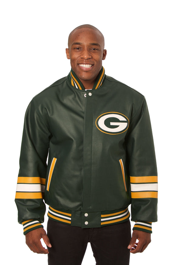 Green Bay Packers JH Design All Leather Jacket - Green/Yellow - J.H. Sports Jackets