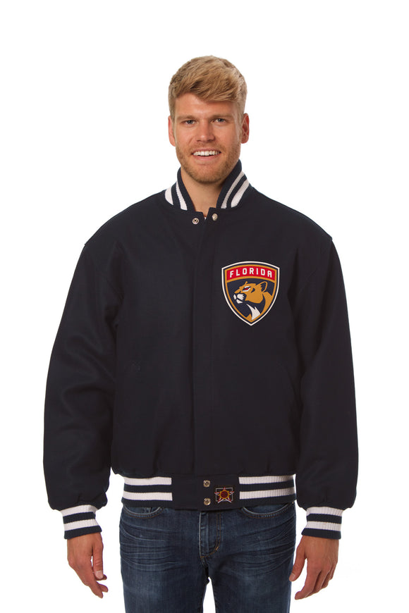 Florida Panthers JH Design Wool Handmade Full-Snap Jacket - Navy - J.H. Sports Jackets