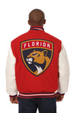 Florida Panthers Two-Tone Wool and Leather Jacket - Red/White - J.H. Sports Jackets