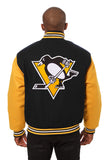 Pittsburgh Penguins Embroidered Wool Jacket - Black/Yellow - J.H. Sports Jackets