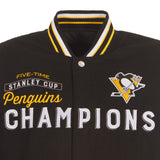 Pittsburgh Penguins Commemorative Reversible Wool Championship Jacket - Black - J.H. Sports Jackets