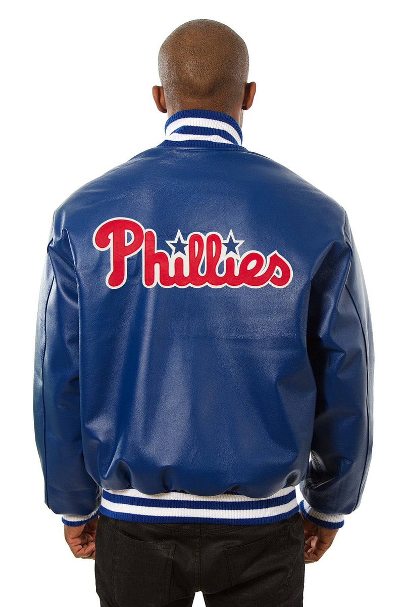 Philadelphia Phillies Full Leather Jacket - Royal | J.H. Sports