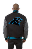 Carolina Panthers JH Design Wool Handmade Full-Snap Jacket - Black/Grey - J.H. Sports Jackets