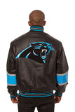 Carolina Panthers JH Design All Leather Jacket - Black/Blue - J.H. Sports Jackets