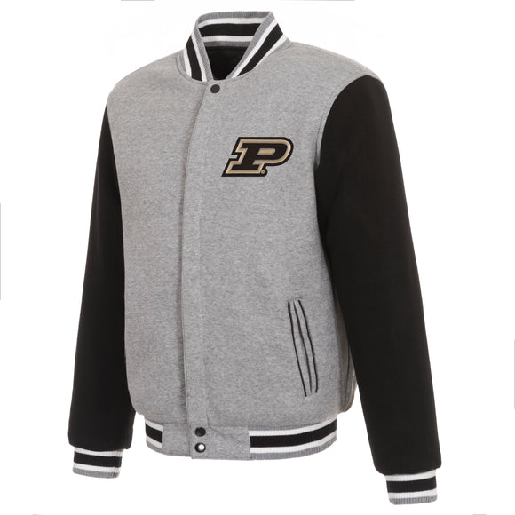 Purdue Boilermakers Two-Tone Reversible Fleece Jacket - Gray/Black - J.H. Sports Jackets