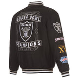 Las Vegas Raiders Commemorative Reversible Wool Championship Jacket - Black - J.H. Sports Jackets