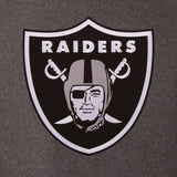 Las Vegas Raiders Wool & Leather Reversible Jacket w/ Embroidered Logos - Charcoal/Black - J.H. Sports Jackets