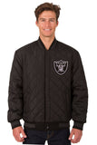 Las Vegas Raiders Wool & Leather Reversible Jacket w/ Embroidered Logos - Charcoal/Black - J.H. Sports Jackets