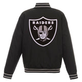 Las Vegas Raiders Poly Twill Varsity Jacket - Black - J.H. Sports Jackets